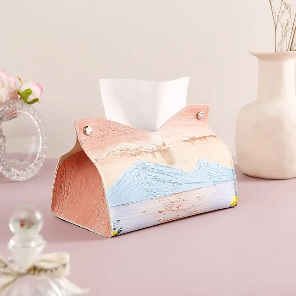 ๐Creative Pink Leather Tissue Box โ ๐Durable Paper Towel Storage
