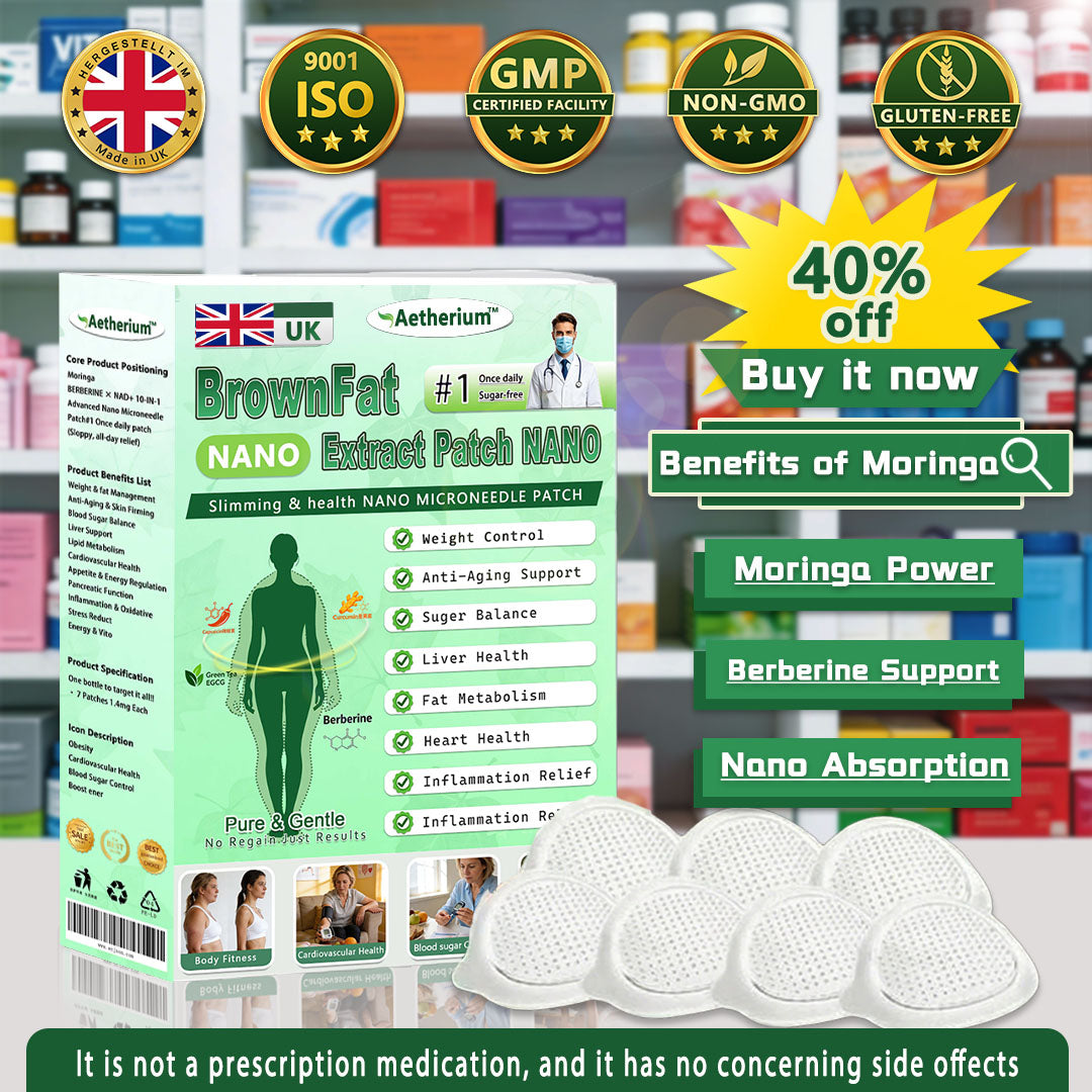 ⚡Official Store | 🍋 Aetherium™ Moringa & Berberine 10-IN-1 Advanced Nano Microneedle 1 Patch (Once Daily, visible changes in 7 days) ✅ Obesity, Diabetes, Sleep Apnea, And Joint Issues