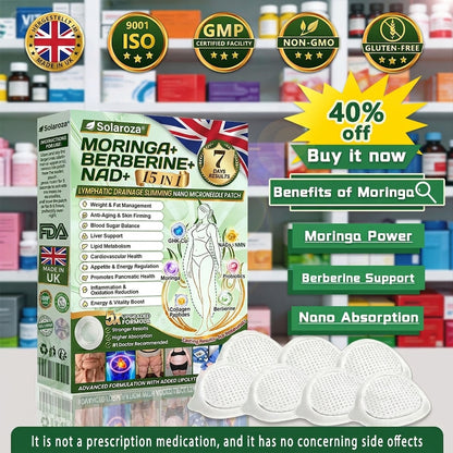 ⚡Official Store | 🍋 solaroza® Moringa & Berberine 10-IN-1 Advanced Nano Microneedle 1 Patch (Once Daily, visible changes in 7 days) ✅ Obesity, Diabetes, Sleep Apnea, And Joint Issues