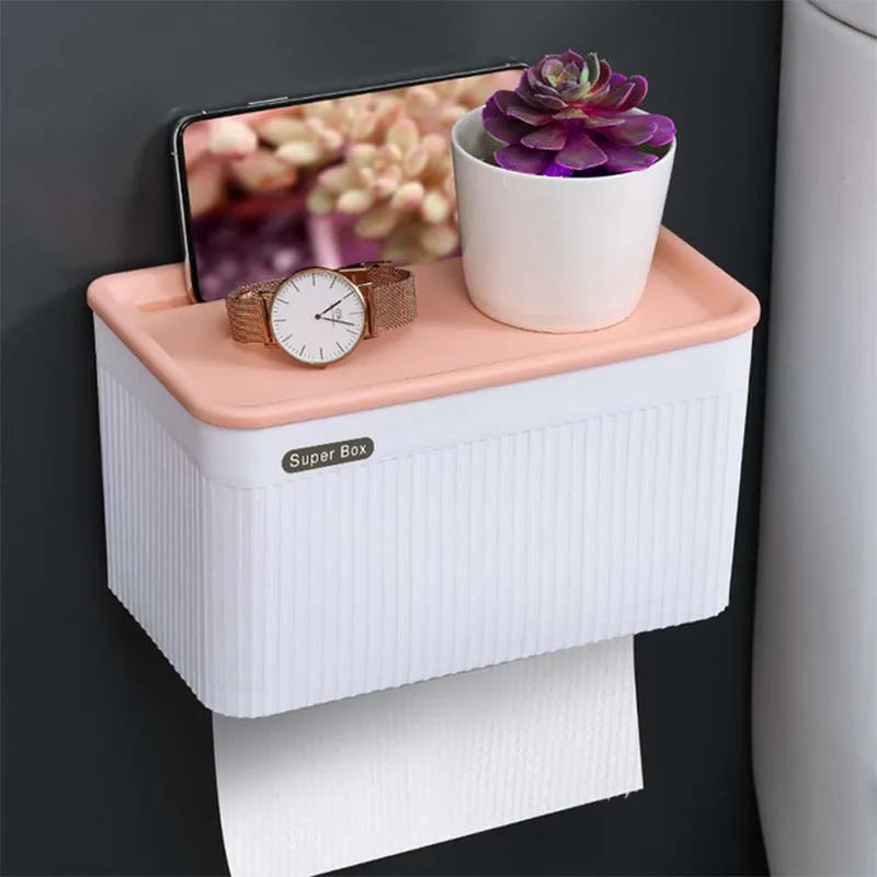 🚿Waterproof Toilet Paper Holder – Wall-Mount with Storage Box