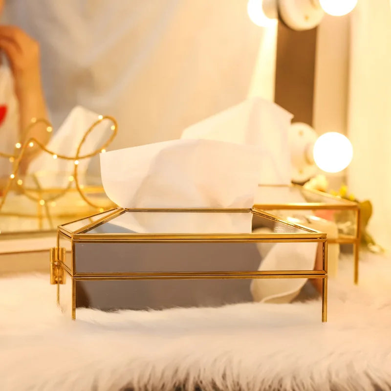 ✨Luxury Mirror Glass Tissue Box – Waterproof Paper Towel Holder✨